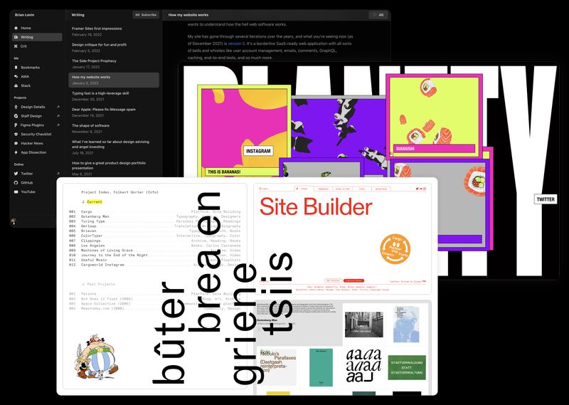 The websites of Brian Lovin, Folkert Gorter and Aneta Junkova.
