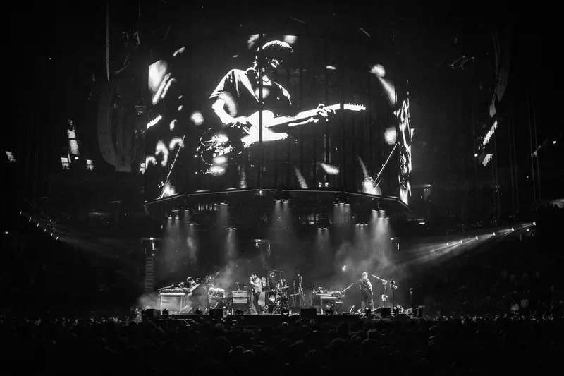 Radiohead performing in London (photo by Alex Lake)