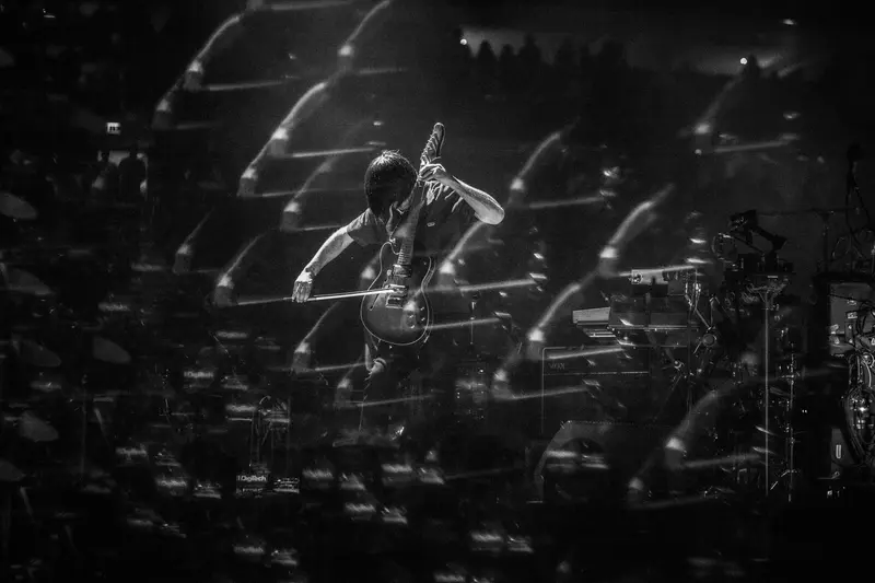 Radiohead performing in London (photo by Alex Lake)